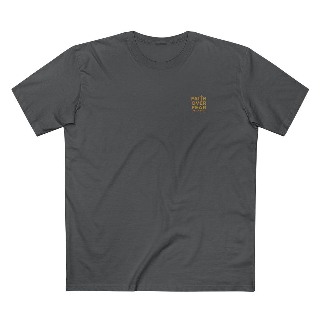 Faith over Fear — Men's AS Colour 5001, Charcoal, flat-lay