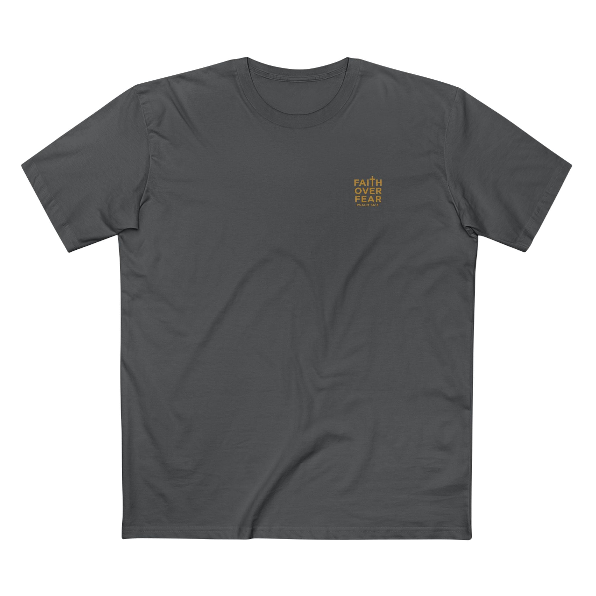 Faith over Fear — Men's AS Colour 5001, Charcoal, flat-lay