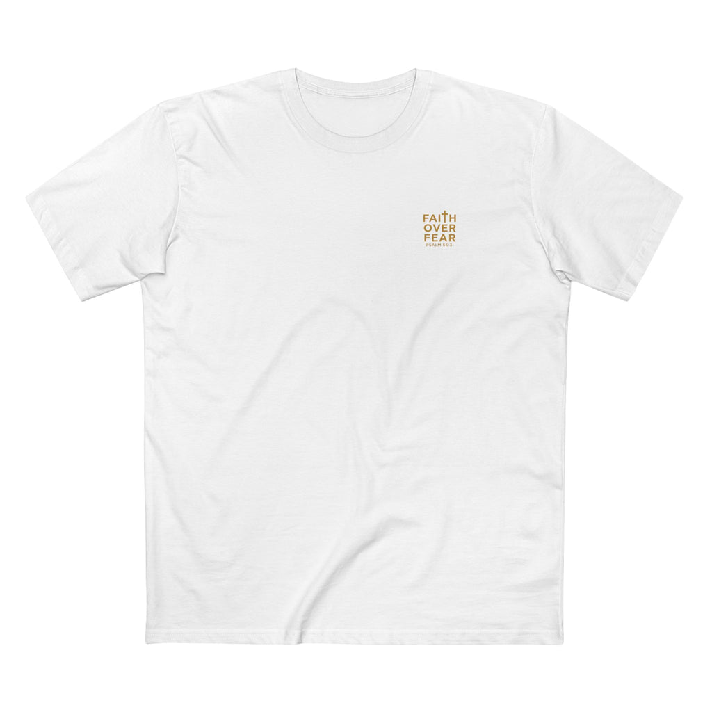 Faith over Fear — Men's AS Colour 5001, White, flat-lay