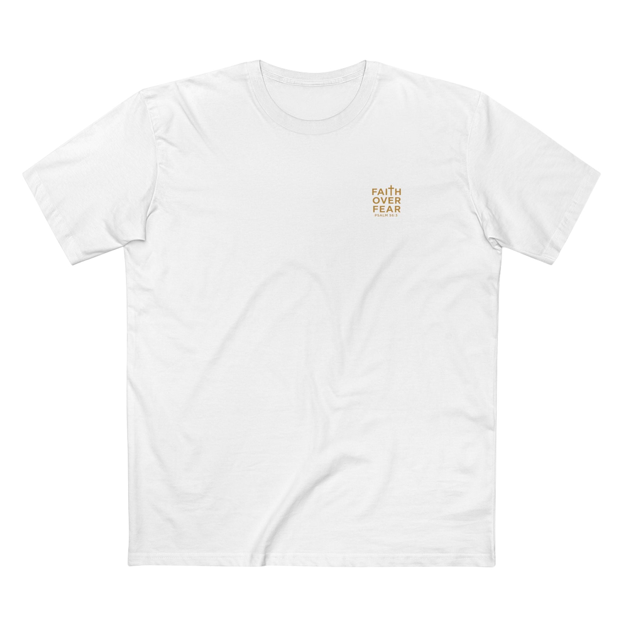 Faith over Fear — Men's AS Colour 5001, White, flat-lay