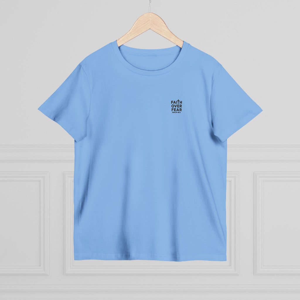 Faith over Fear — Women's AS Colour 4001, Carolina Blue, hanger