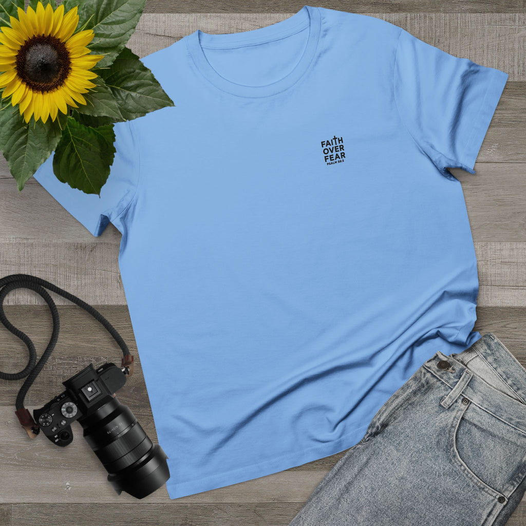 Faith over Fear — Women's AS Colour 4001, Carolina Blue, flat-lay