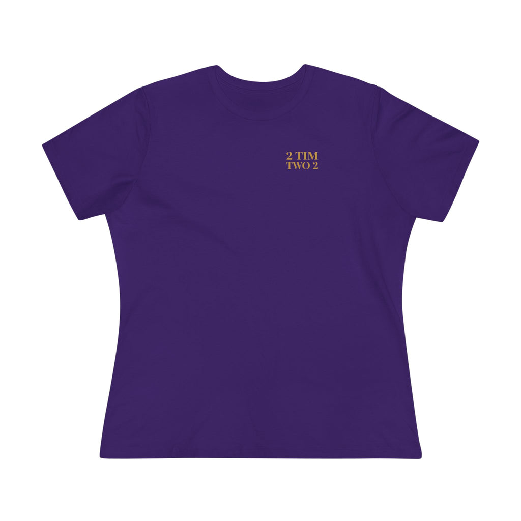 2 Tim 2 Two — Women's Bella+Canvas 6400, Team Purple, front