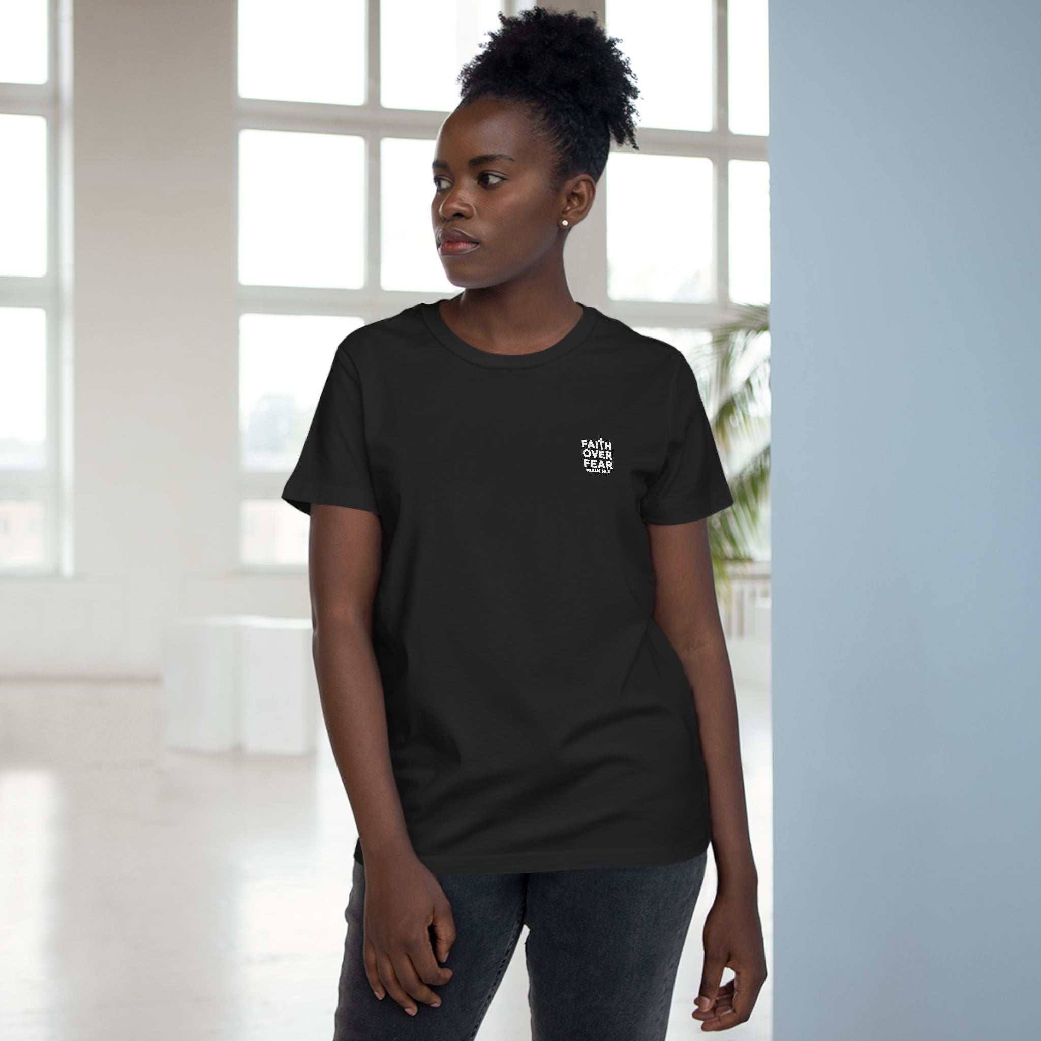 Faith over Fear — Women's AS Colour 4001, Black, on-body