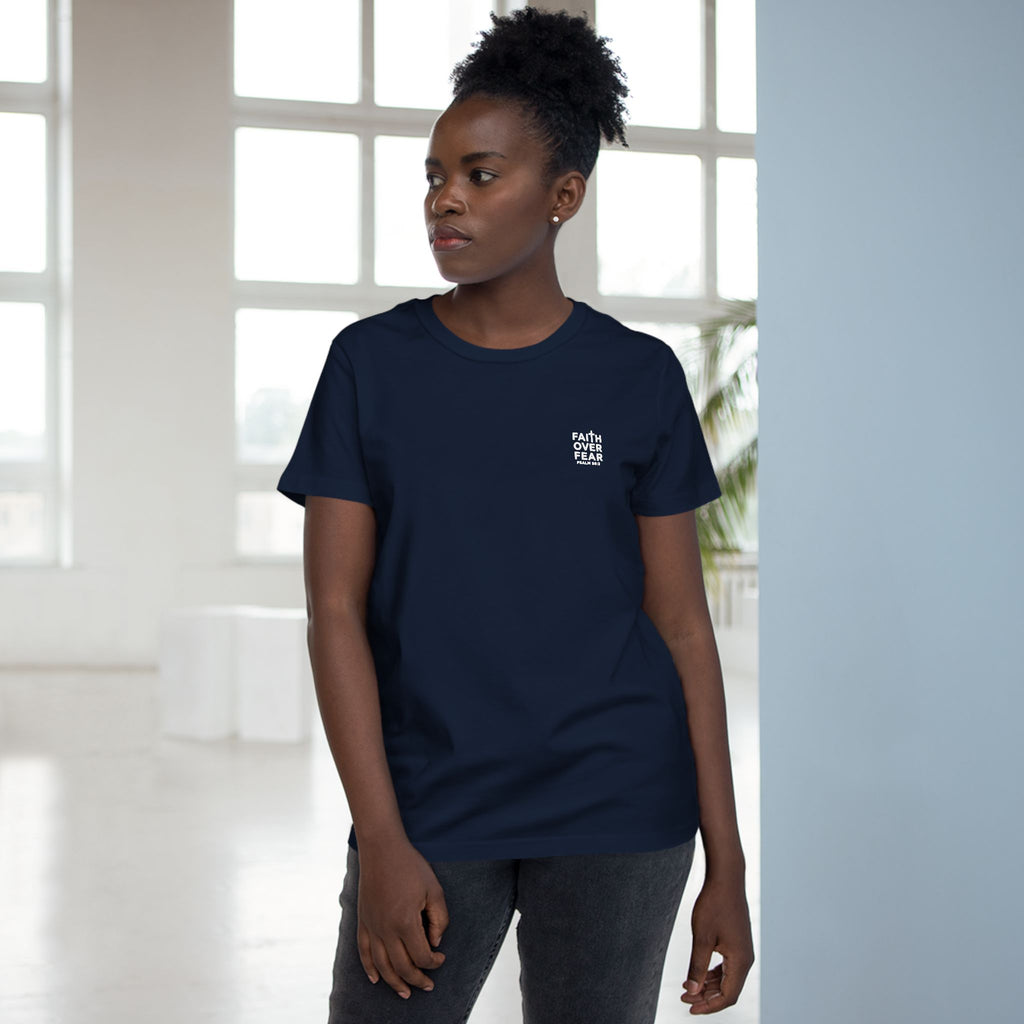Faith over Fear — Women's AS Colour 4001, Navy, on-body