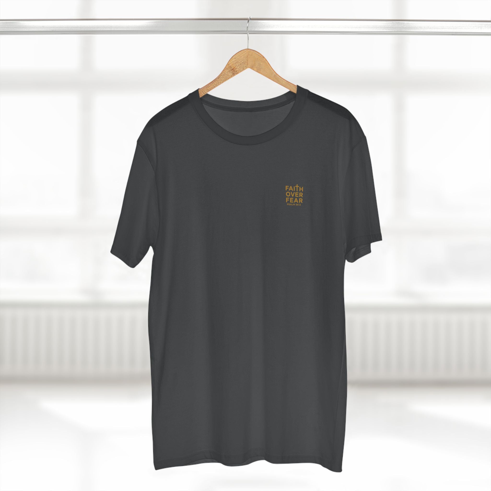 Faith over Fear — Men's AS Colour 5001, Charcoal, hanger