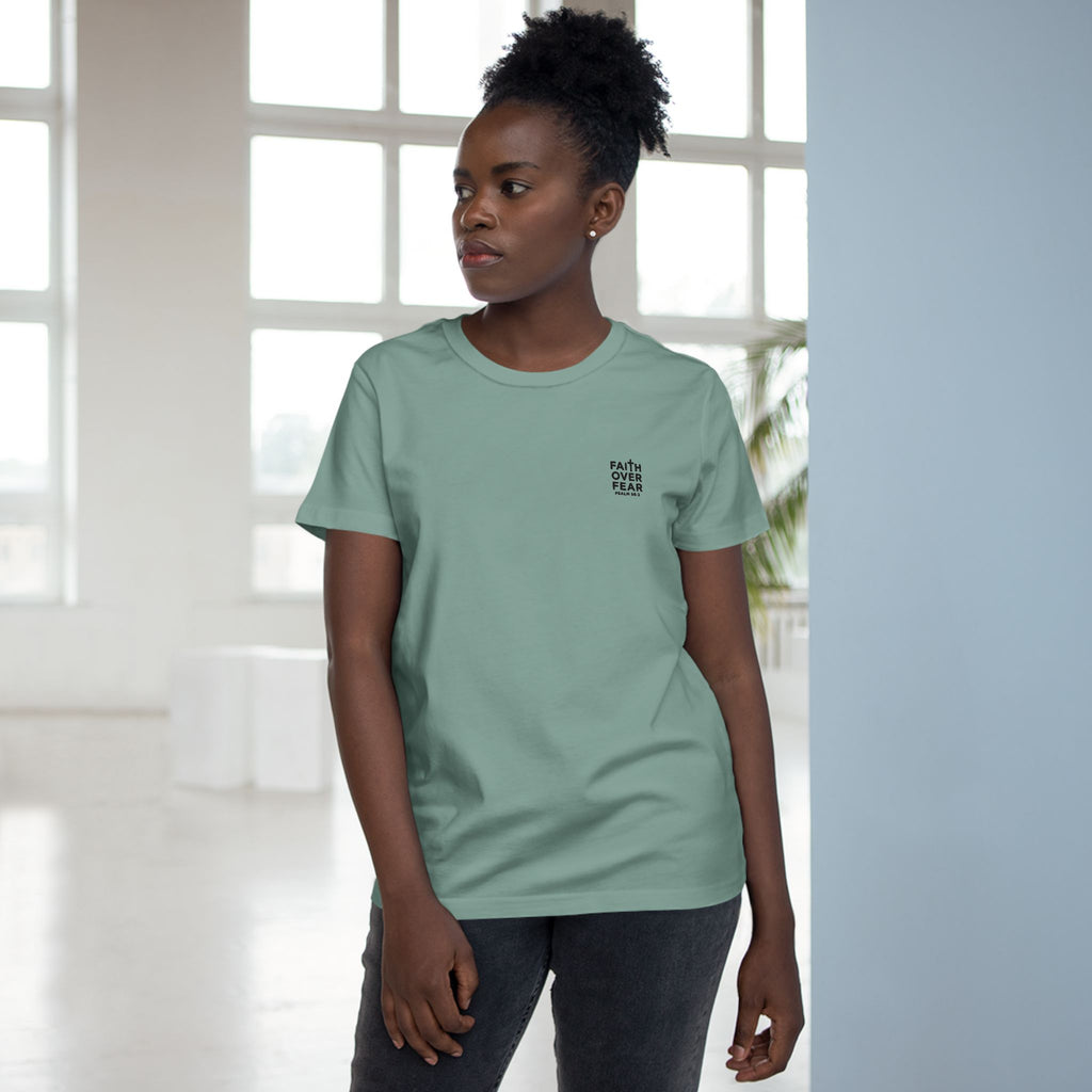 Faith over Fear — Women's AS Colour 4001, Sage, on-body