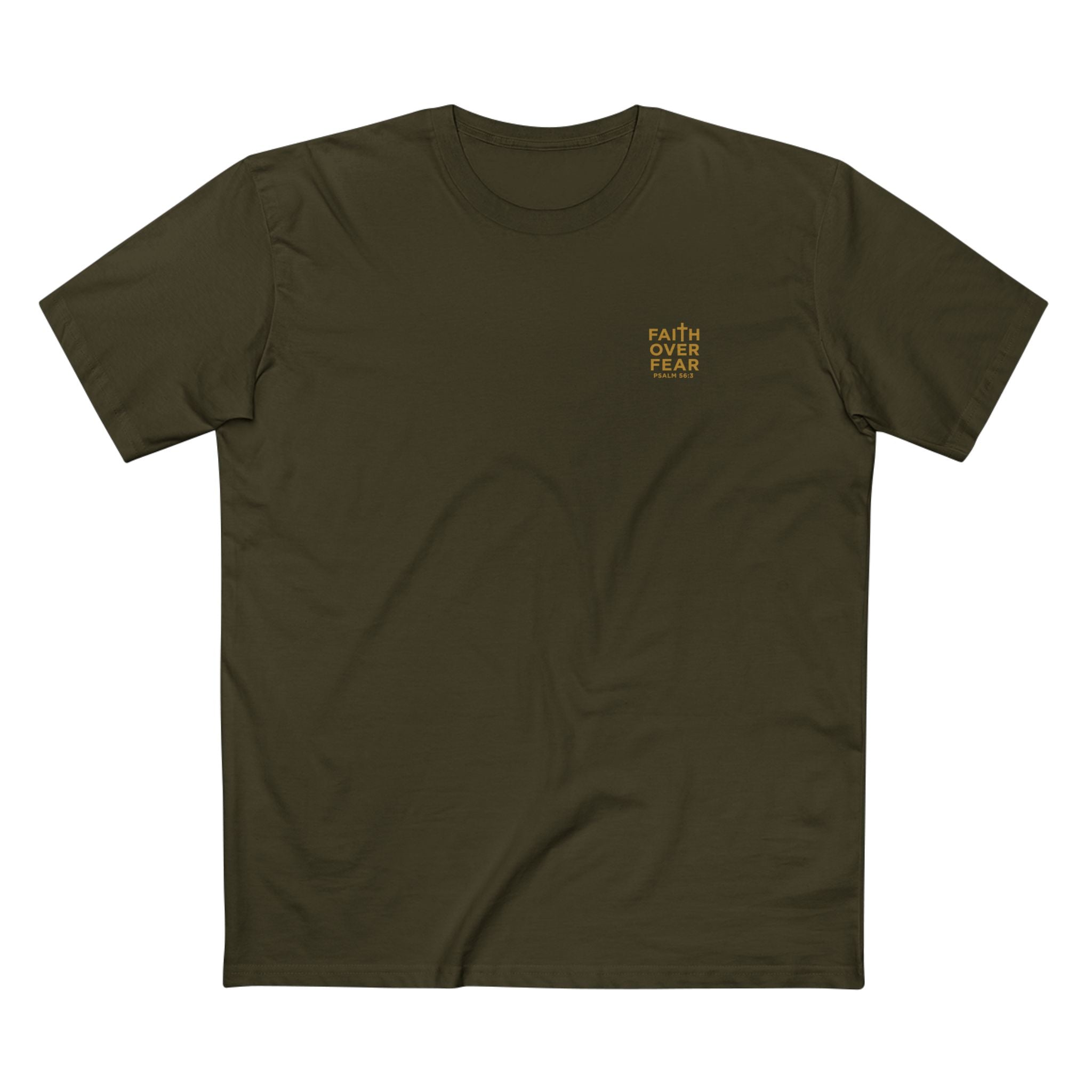 Faith over Fear — Men's AS Colour 5001, Army, flat-lay