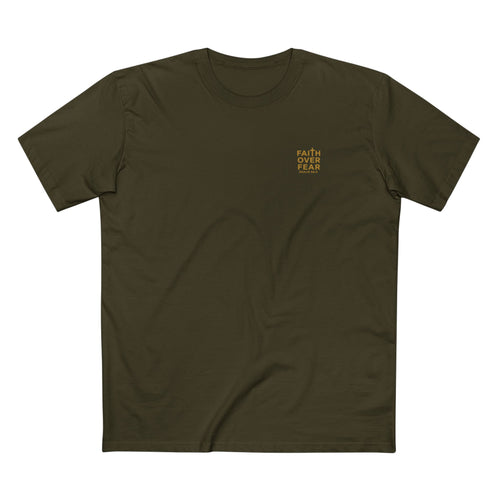 Faith over Fear — Men's AS Colour 5001, Army, flat-lay
