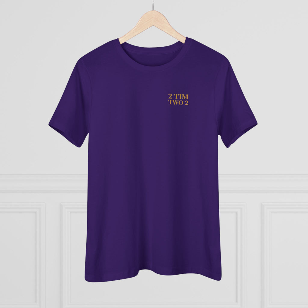 2 Tim 2 Two — Women's Bella+Canvas 6400, Team Purple, hanger