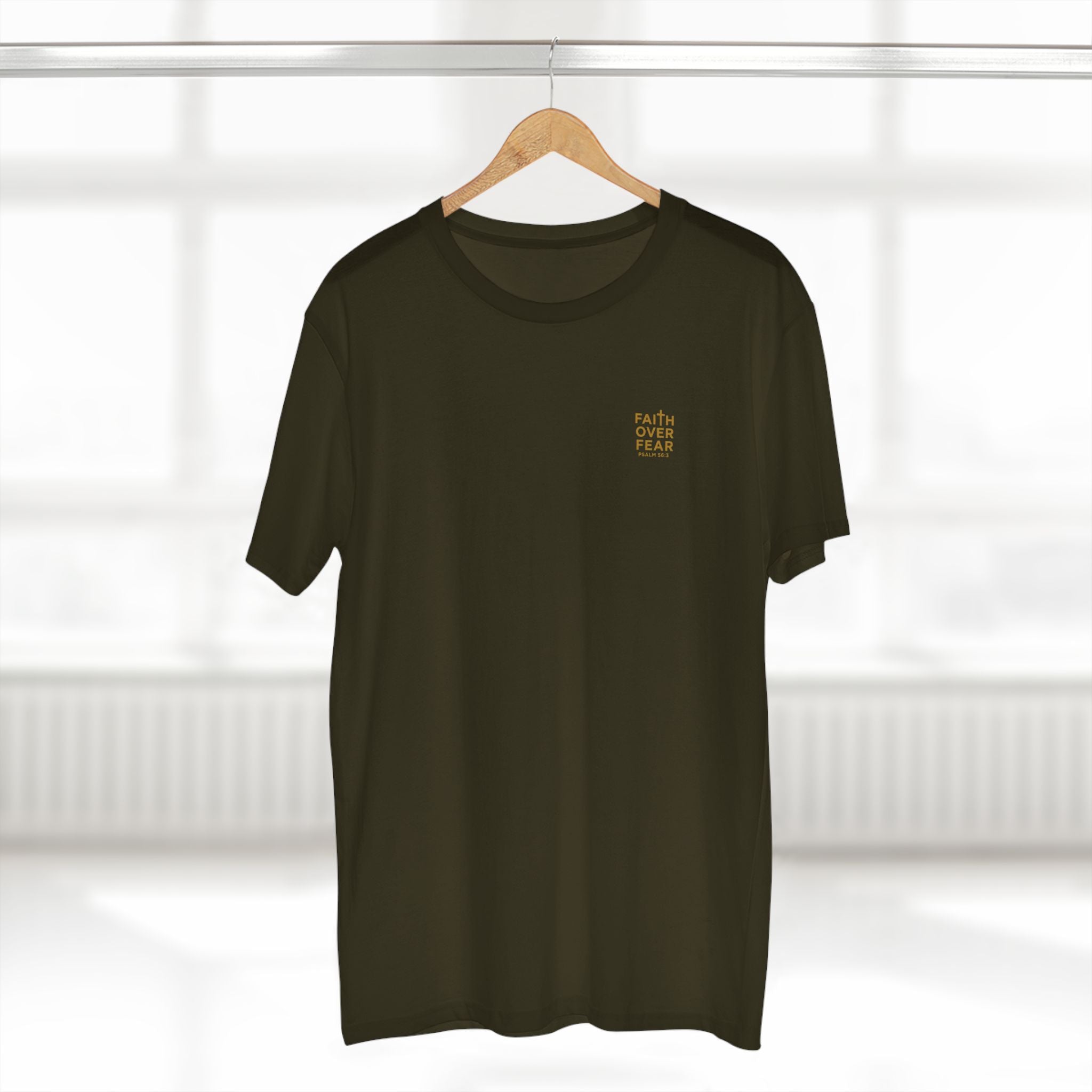 Faith over Fear — Men's AS Colour 5001, Army, hanger
