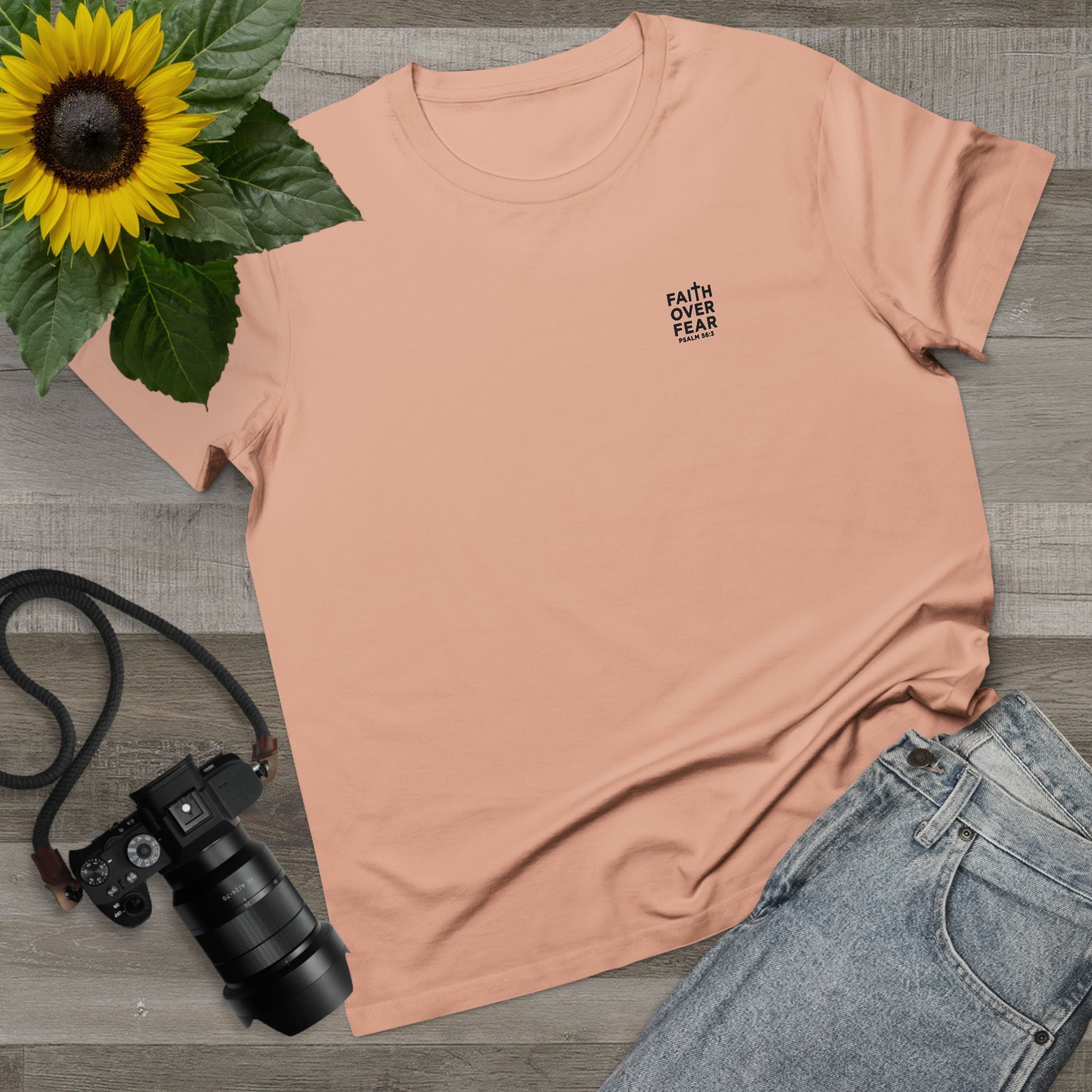 Faith over Fear — Women's AS Colour 4001, Pale Pink, flat-lay
