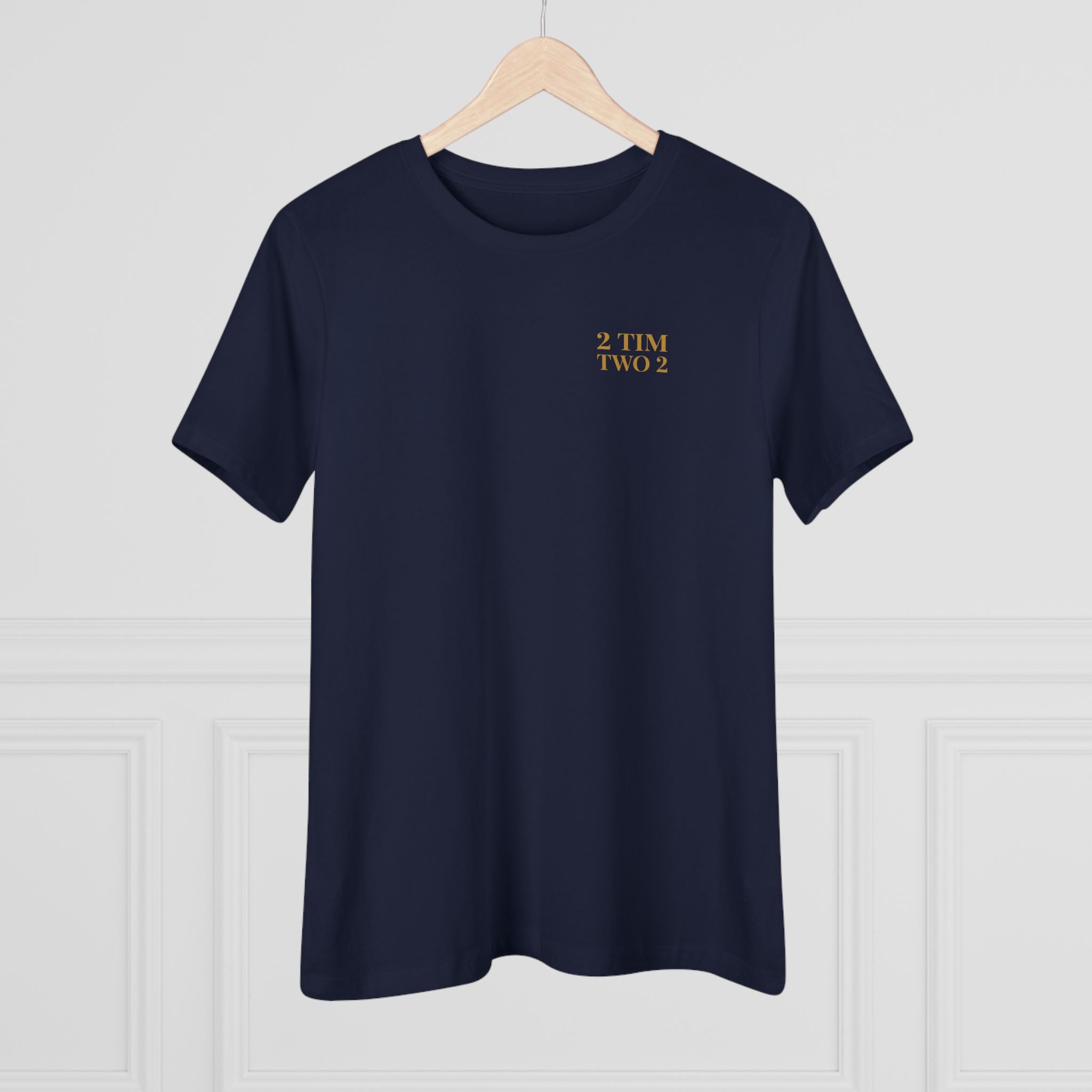 2 Tim 2 Two — Women's Bella+Canvas 6400, Navy, hanger