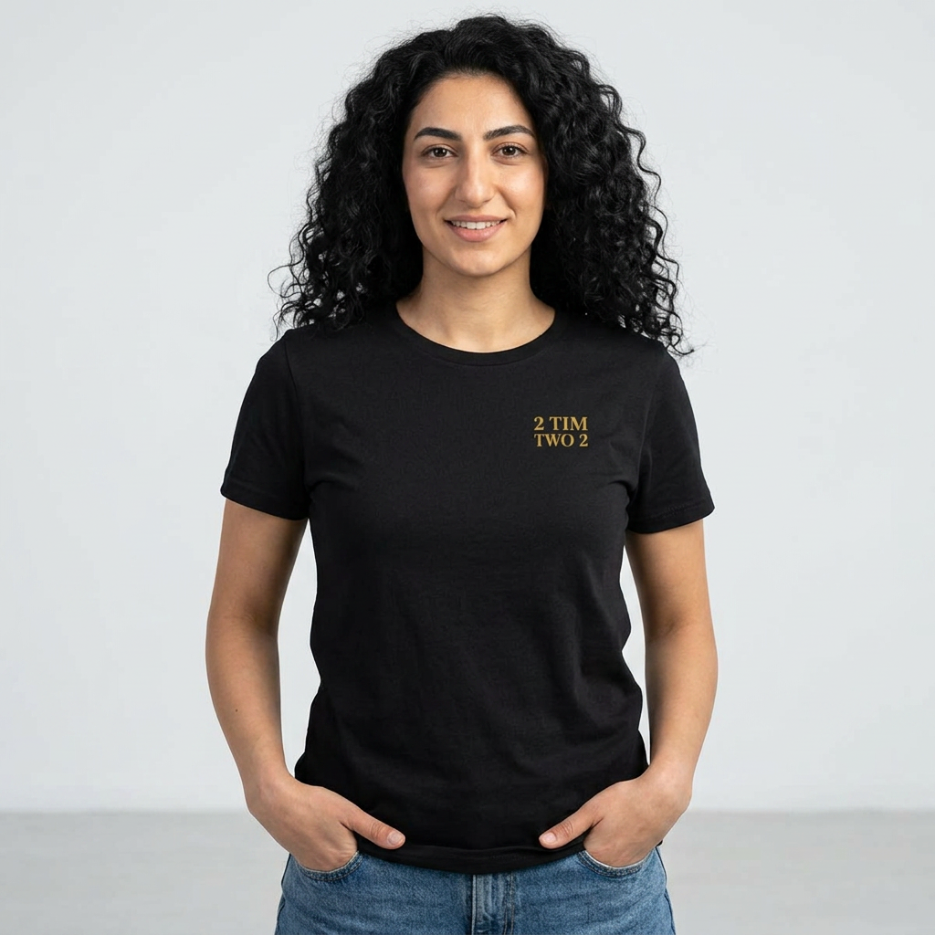 2 Tim 2 Two — Women's Bella+Canvas 6400, Black, on-body