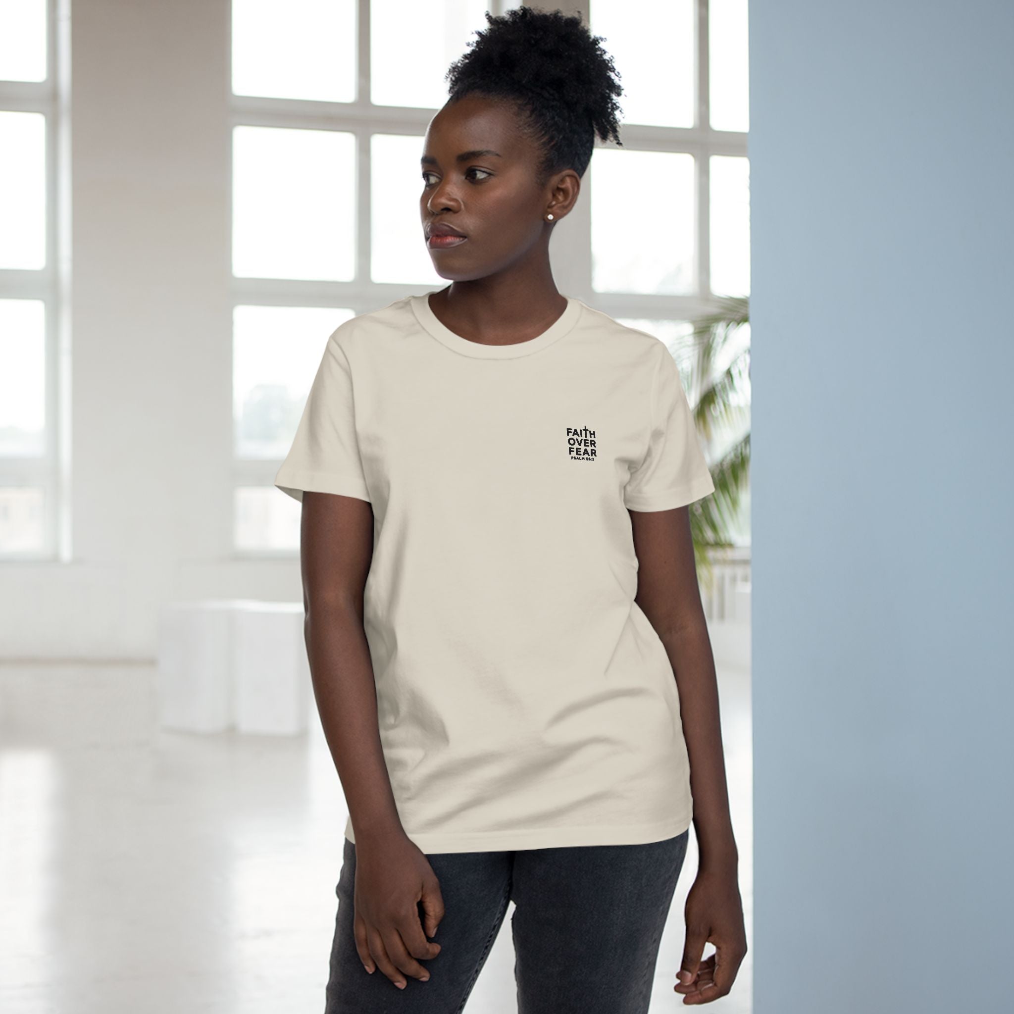 Faith over Fear — Women's AS Colour 4001, Bone, on-body