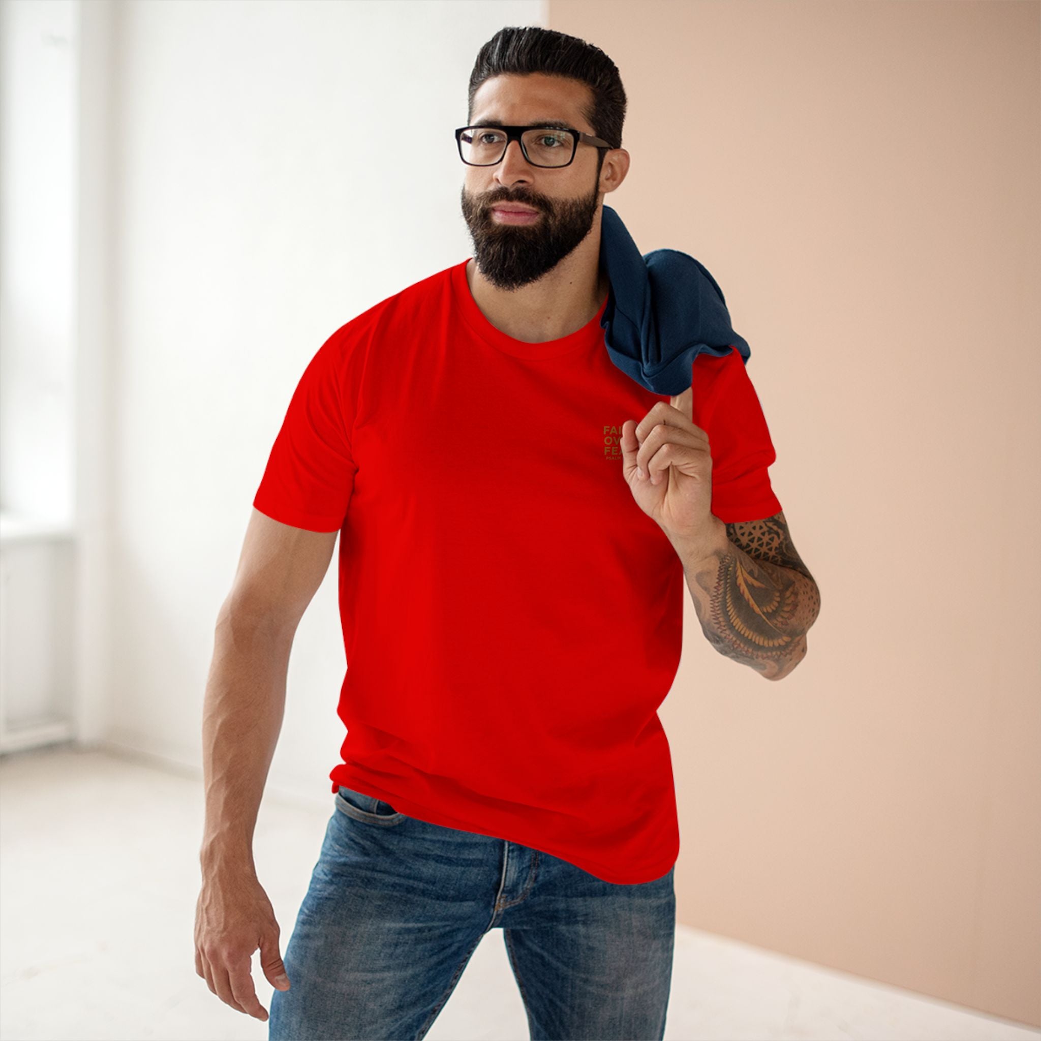 Faith over Fear — Men's AS Colour 5001, Red, on-body