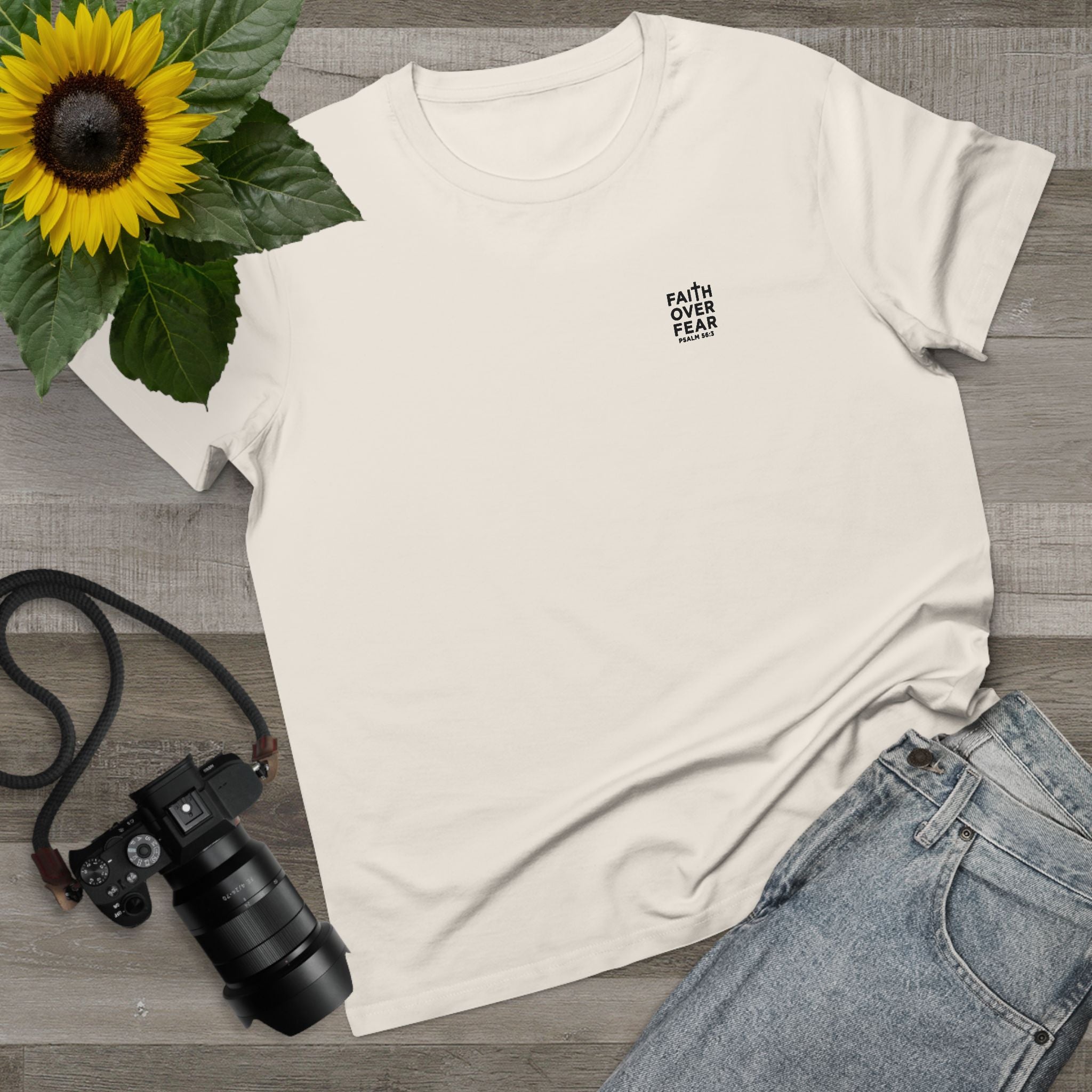 Faith over Fear — Women's AS Colour 4001, Natural, flat-lay