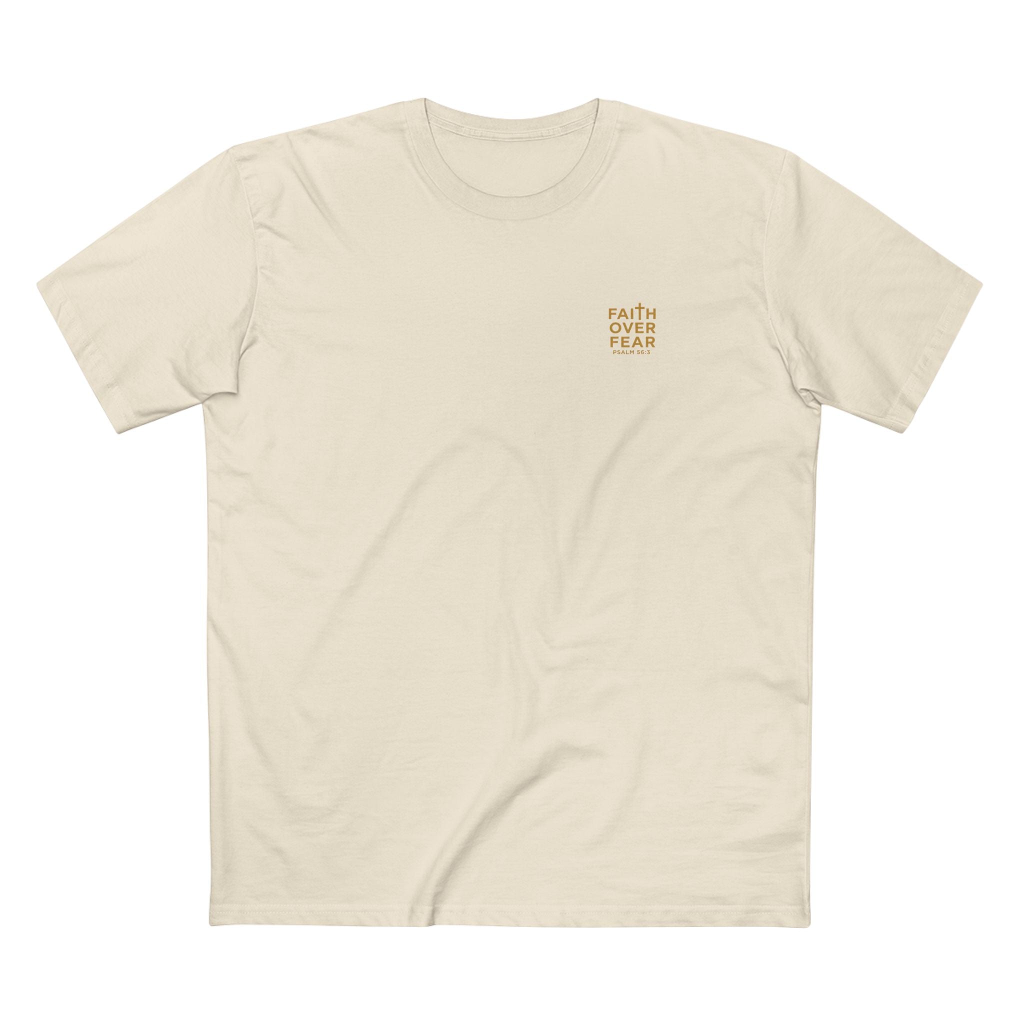 Faith over Fear — Men's AS Colour 5001, Natural, flat-lay