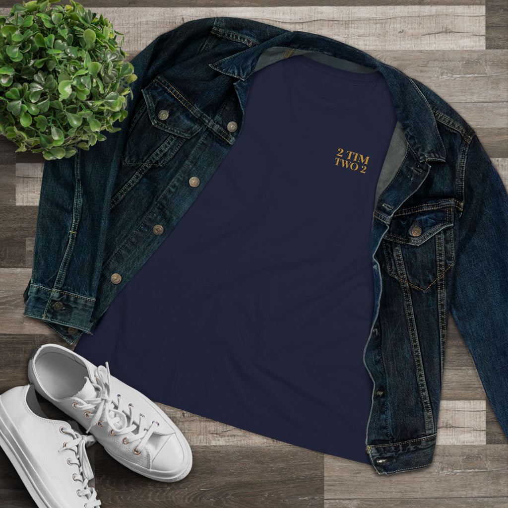 2 Tim 2 Two — Women's Bella+Canvas 6400, Navy, flat-lay