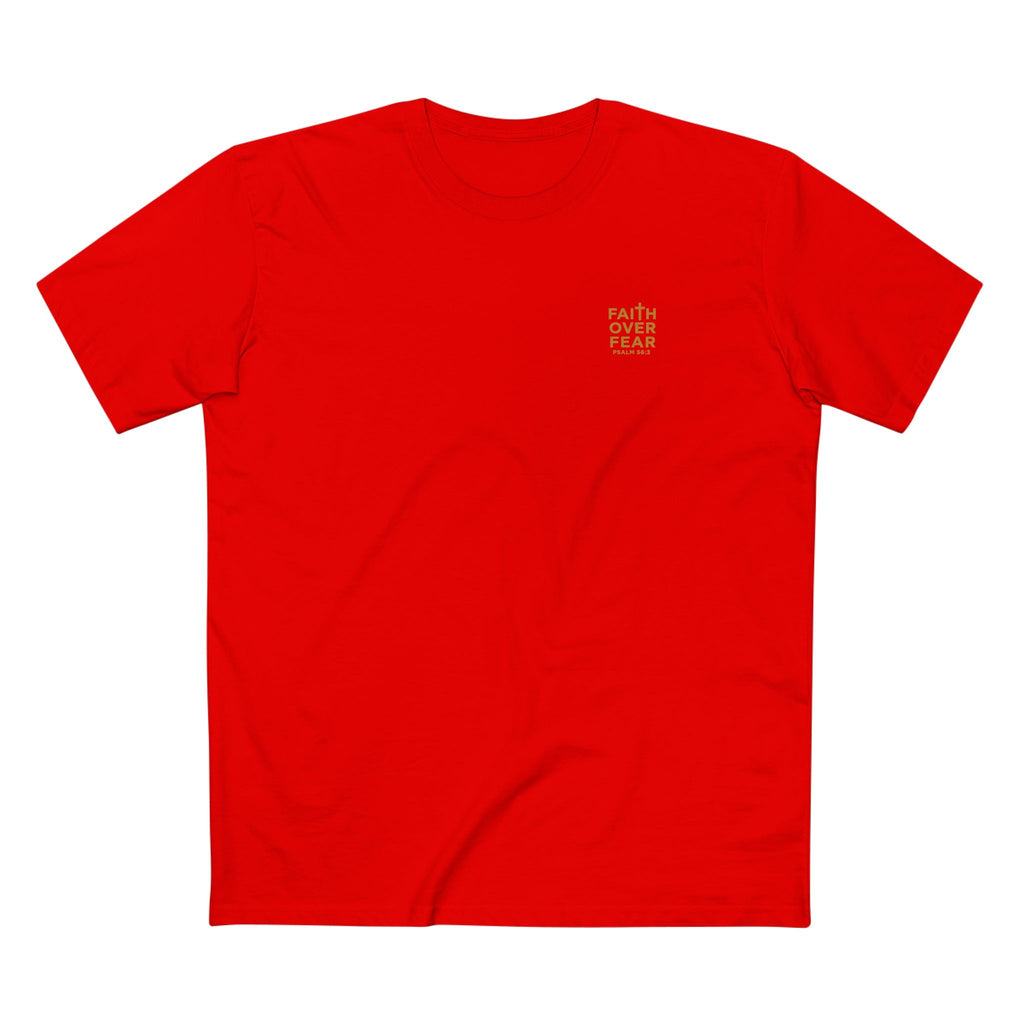 Faith over Fear — Men's AS Colour 5001, Red, flat-lay