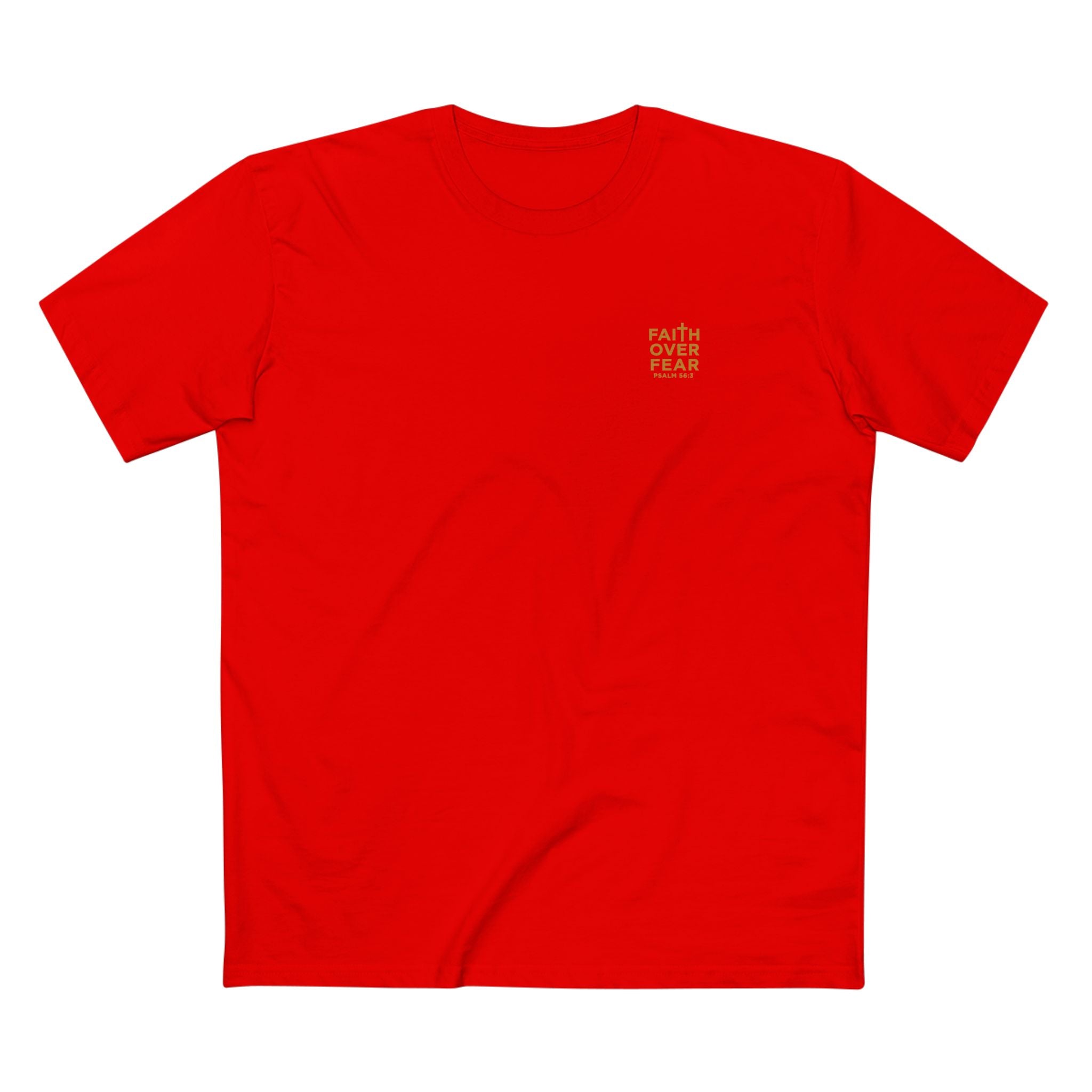 Faith over Fear — Men's AS Colour 5001, Red, flat-lay