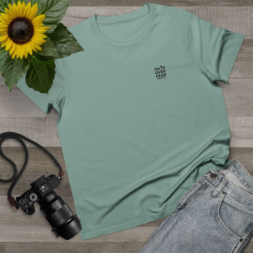 Faith over Fear — Women's AS Colour 4001, Sage, flat-lay
