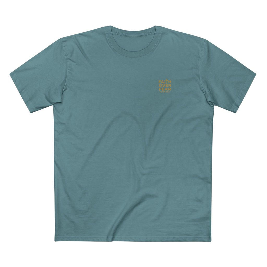 Faith over Fear — Men's AS Colour 5001, Slate Blue, flat-lay