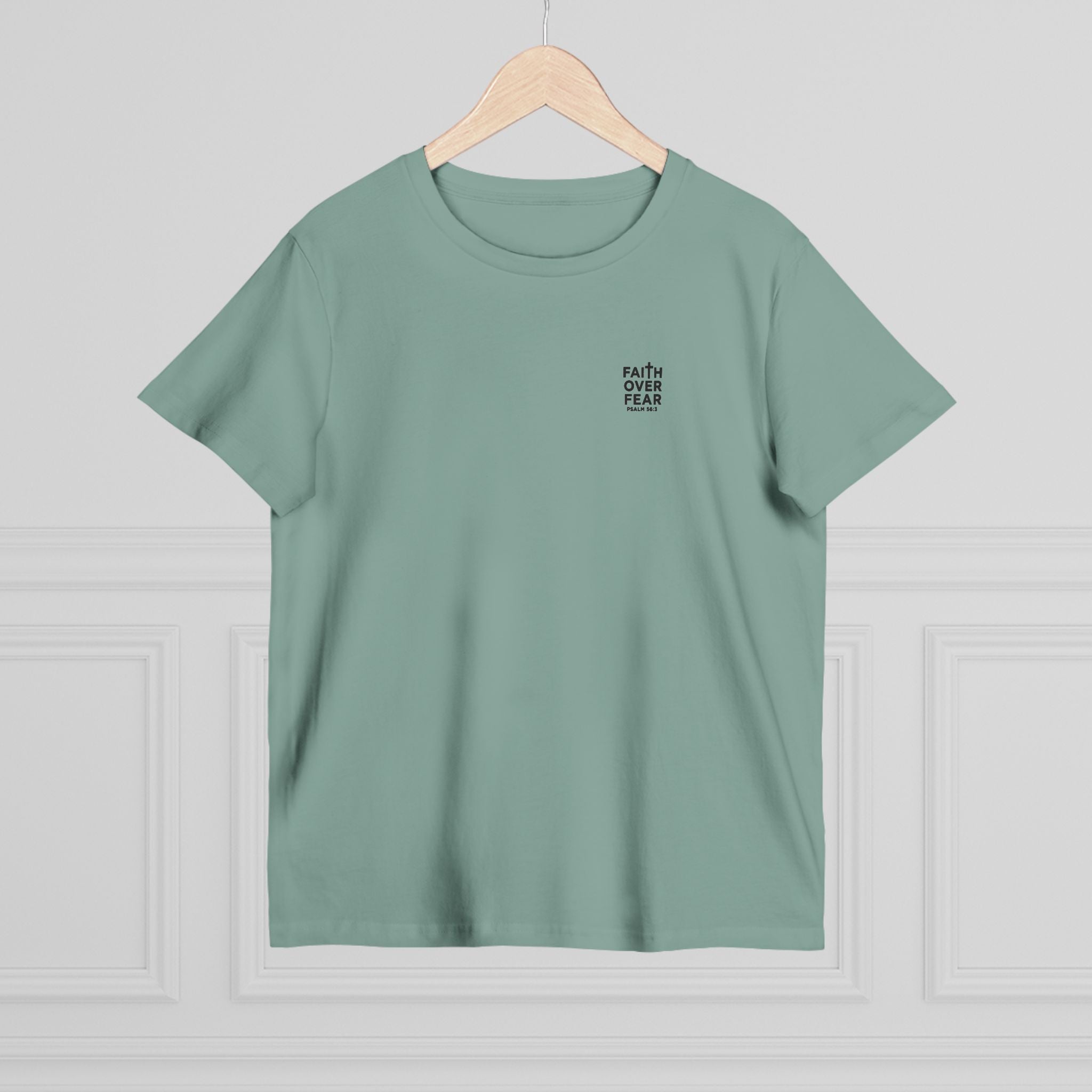 Faith over Fear — Women's AS Colour 4001, Sage, hanger