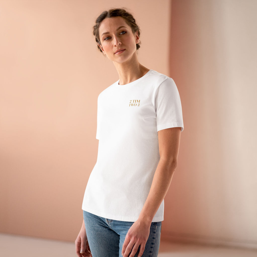 2 Tim 2 Two — Women's Bella+Canvas 6400, White, on-body